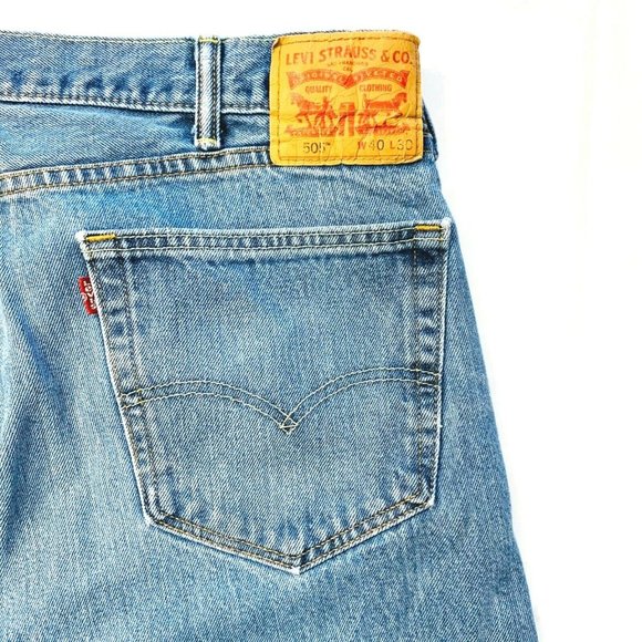 Vintage Levis 505 Tapered Relaxed Fit High‎ Rise Jeans Medium Wash Denim 40x30 - Picture 5 of 12